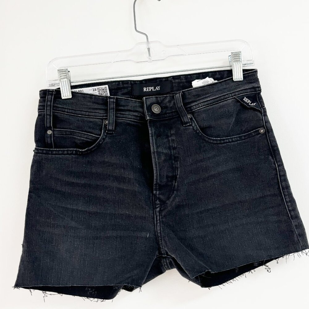Replay Black Denim Shorts